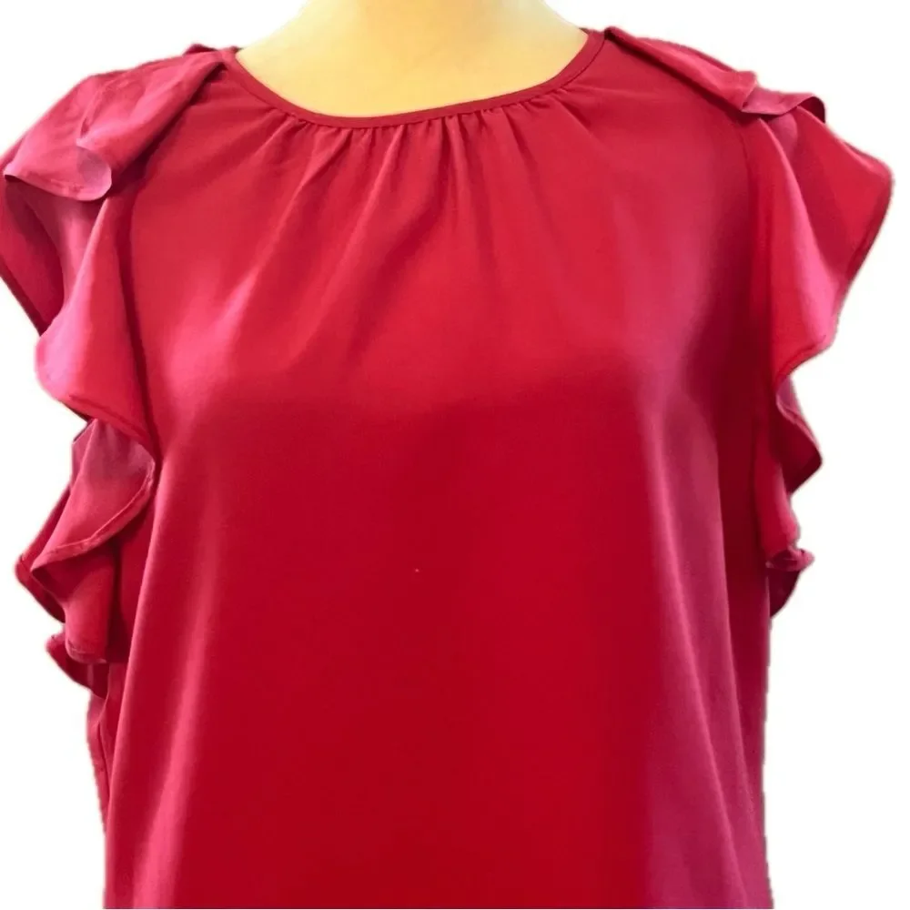 Duffield Lane Ruffle Sleeve Lined Midi Dress Raspberry Pink Size XS